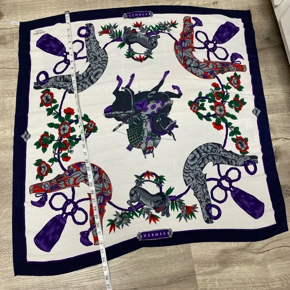 Hermes Samurai Floral Silk Scarf
